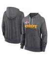 Nike Women's Heather Charcoal Kansas City Chiefs Team Spirit Gym Vintage Lightweight Hoodie Top In Heather Charcoal