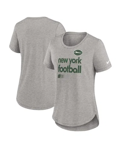 Nike Women's Heather Charcoal New York Jets Fashion Tri-blend T-shirt