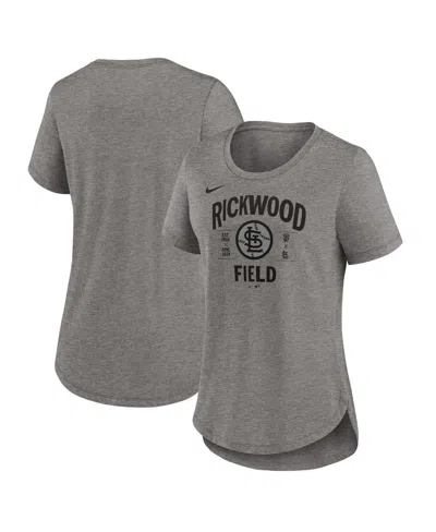 Nike Women's Heather Charcoal St. Louis Cardinals 2024 Rickwood Classic Tribute Tri-blend Scoop Neck T-sh In Heather Gray