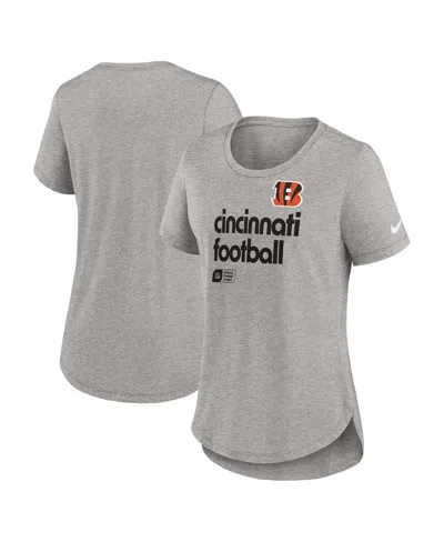 Nike Women's Heather Gray Cincinnati Bengals Fashion Tri-blend T-shirt