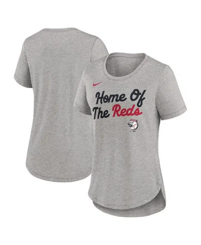 Nike Heather Gray Cincinnati Reds Script Tri-blend T-shirt