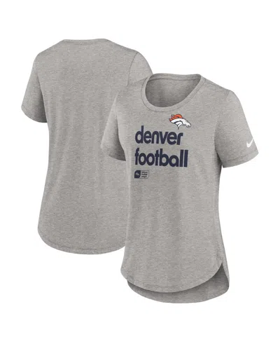 Nike Women's Heather Gray Denver Broncos Fashion Tri-blend T-shirt