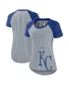 Nike Women's Heather Gray Kansas City Royals Summer Breeze Raglan Fashion T-shirt In Heather Gray