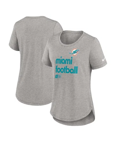 Nike Heather Gray Miami Dolphins Team Shout-out Tri-blend T-shirt