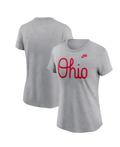 Nike Women's Heather Gray Ohio State Buckeyes Retro Script T-shirt