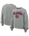 Nike Women's Heather Gray Oklahoma Sooners Legacy Fleece Classic Arch Oversized Cropped Tackle Twill Swea In Heather Gray