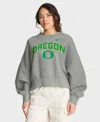 Nike Women's Heather Gray Oregon Ducks Oversized Phoenix Arch Pullover Sweatshirt In Gray