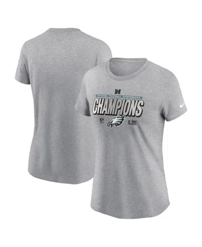 Nike Women's Heather Gray Philadelphia Eagles 2024 Nfc Champions Locker Room Trophy Collection T-shirt