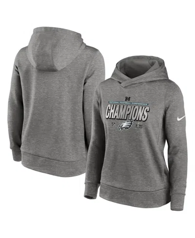 Nike Women's Heather Gray Philadelphia Eagles 2024 Nfc Champions Locker Room Trophy Collection Therma Fle
