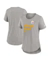 Nike Women's Heather Gray Pittsburgh Steelers Fashion Tri-blend T-shirt In Heather Gray