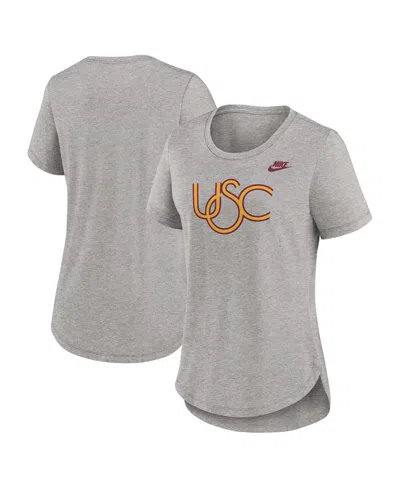 Nike Women's Heather Gray Usc Trojans Legacy Tri-blend T-shirt