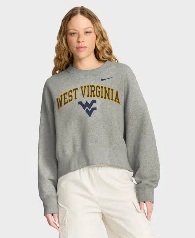 Nike Women's Heather Gray West Virginia Mountaineers Oversized Phoenix Arch Pullover Sweatshirt