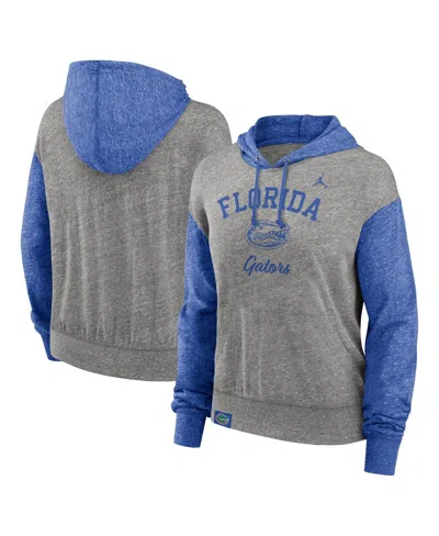 Nike Women's Heather Gray/heather Royal Florida Gators Color-block Legacy Pullover Hoodie