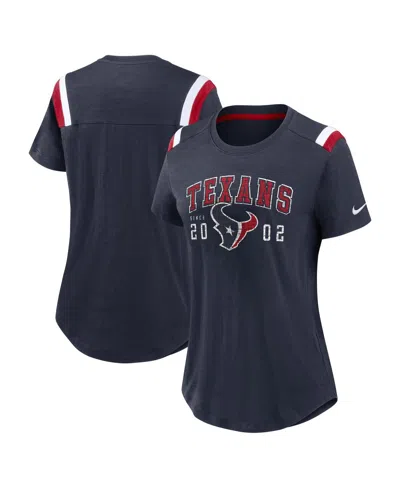 Nike Women's Heather Navy Houston Texans Prime Logo Slub Fashion T-shirt