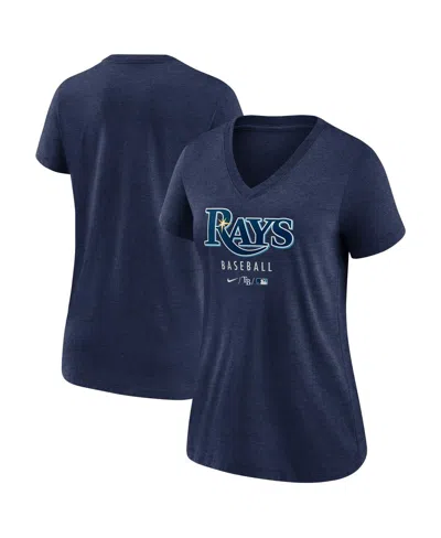 Nike Women's Heather Navy Tampa Bay Rays Authentic Collection Tri-blend V-neck T-shirt In Blue