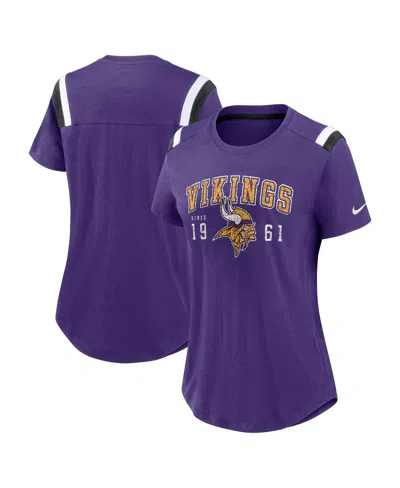 Nike Women's Heather Purple Minnesota Vikings Prime Logo Slub Fashion T-shirt