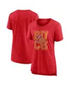 Nike Women's Heather Red Tampa Bay Buccaneers Vintage Graphic Tri-blend Scoop Neck T-shirt In Red