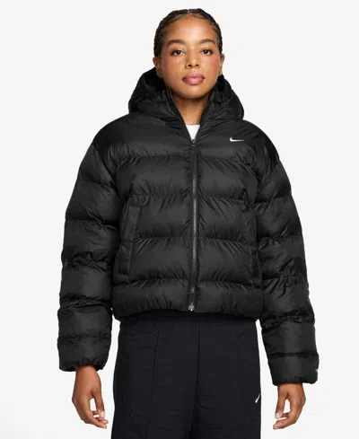 Nike Women's Hooded Therma-fit Puffer Jacket In Black