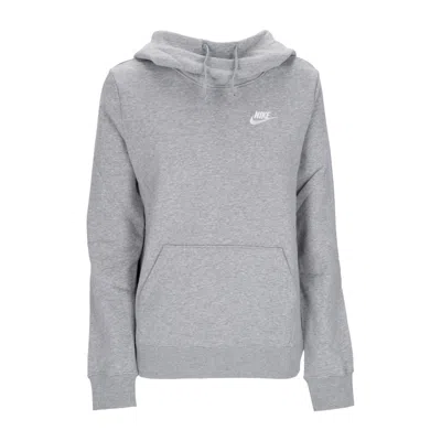 NIKE WOMEN'S HOODIE W SPORTSWEAR CLUB FLEECE FUNNEL-NECK HOODIE DK GRAY HEATHER/WHITE