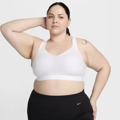 Nike Women's Indy High Support Padded Adjustable Sports Bra (plus Size) In White/stone Mauve/white