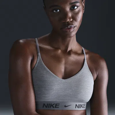 Nike Women's Indy Light Support Padded Adjustable Sports Bra In Smkgry/pure
