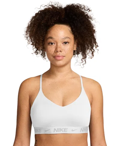 Nike Women's Indy Medium-support Padded Adjustable Sports Bra In White,stone Mauve