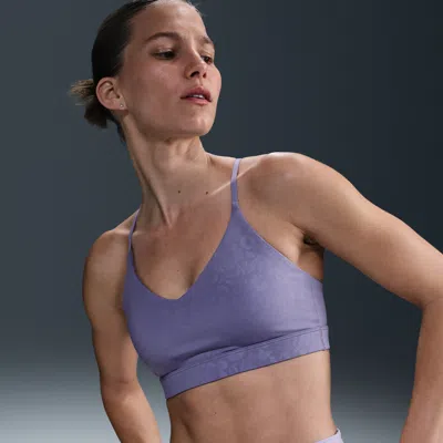 Nike Women's Indy Light Support Padded Floral Sports Bra In Purple