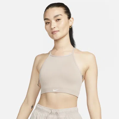 Nike Women's Indy Seamless Ribbed Light-support Non-padded Sports Bra In Brown