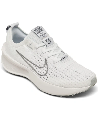 Nike Women's Interact Running Sneakers From Finish Line In White,metallic Silver