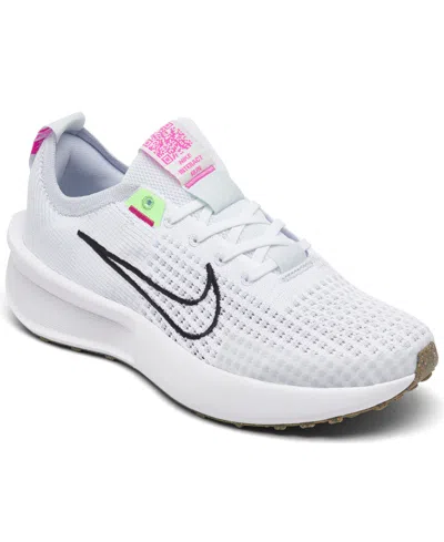 Nike Women's Interact Running Sneakers From Finish Line In White,pink