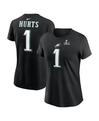 Nike Women's Jalen Hurts Black Philadelphia Eagles Super Bowl Lix Name Number T-shirt