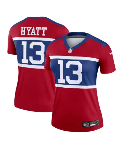 NIKE WOMEN'S JALIN HYATT RED NEW YORK GIANTS ALTERNATE LEGEND PLAYER PERFORMANCE TOP