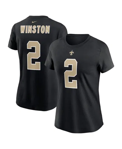 Nike Women's Jameis Winston Black New Orleans Saints Name Number T-shirt