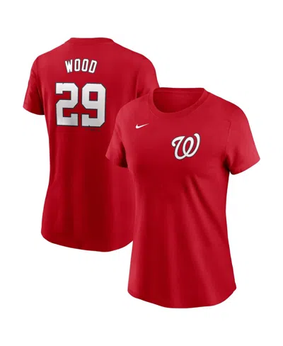 Nike Women's James Wood Red Washington Nationals Fuse Name Number T-shirt