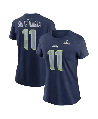 Nike Women's Jaxon Smith-njigba College Navy Seattle Seahawks Super Bowl Lx Patch Name Number T-shirt In Blue