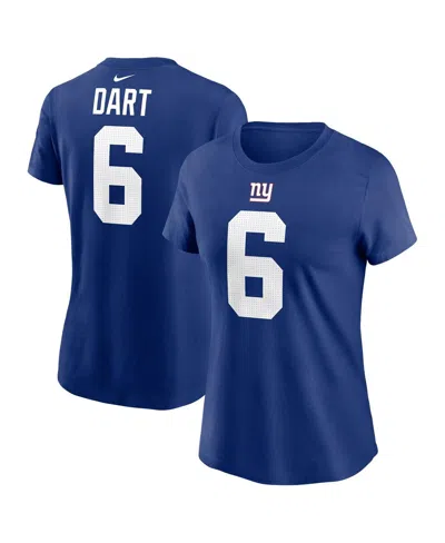 Nike Women's Jaxson Dart Royal New York Giants Name Number T-shirt In Blue