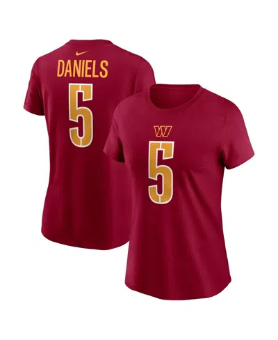 Nike Women's Jayden Daniels Burgundy Washington Commanders 2024 Nfl Draft First Round Pick Name Number T-