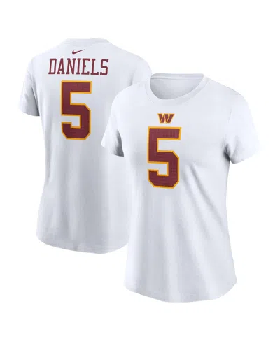 Nike Women's Jayden Daniels White Washington Commanders Super Bowl Era Name Number T-shirt