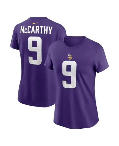 Nike Women's J.j. Mccarthy Purple Minnesota Vikings 2024 Nfl Draft First Round Pick Name Number T-shirt