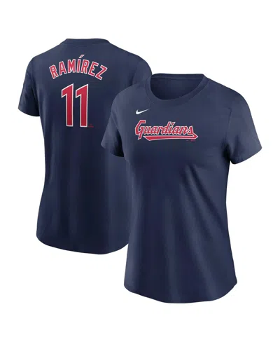 Nike Women's Jose Ramirez Navy Cleveland Guardians Fuse Name Number T-shirt