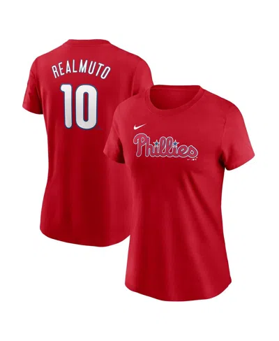 Nike Women's J.t. Realmuto Red Philadelphia Phillies Fuse Name Number T-shirt