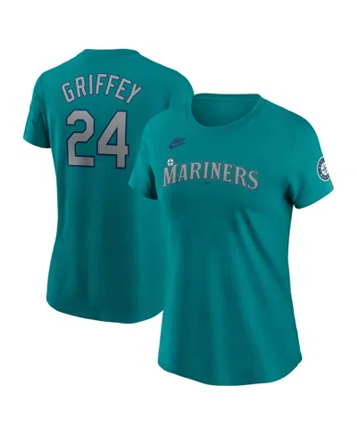 Nike Women's Ken Griffey Jr. Aqua Seattle Mariners Cooperstown Collection Name Number T-shirt