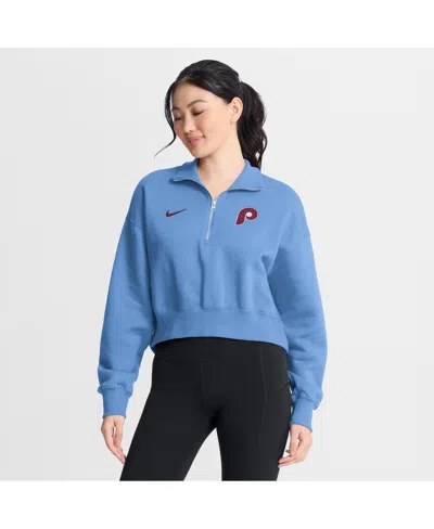 Nike Women's Light Blue Philadelphia Phillies Primetime Phoenix Fleece Half-zip Sweatshirt