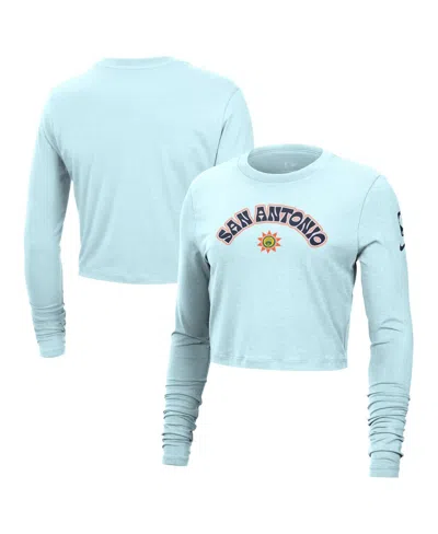 Nike Women's Light Blue San Antonio Spurs 2024/25 City Edition Essential Logo Slim Fit Long Sleeve Croppe