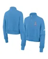 Nike Women's Light Blue Tennessee Titans Oilers Throwback Rewind Phoenix Cropped Half-zip Sweatshirt In Light Blue