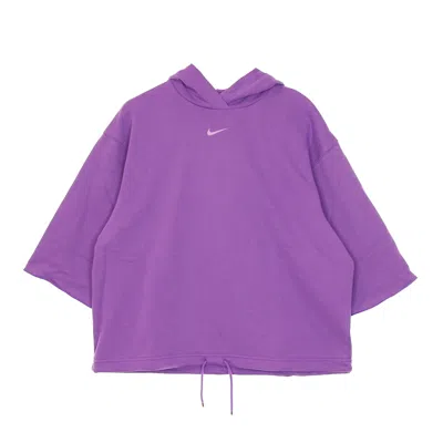 Nike Women's Lightweight Short Sleeve Hoodie W Icon Clash Short Sleeve Hoodie French Terry Wild Berry/pur In Purple