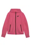 Nike Women's Lightweight Zip-up Hooded Sweatshirt W Sportswear Tech Fleece Windrunner Full-zip Aster Pink In Aster Pink/black