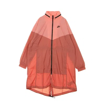 Nike Women's Long Jacket W Windrunner Jacket Trench Light Redwood/sunblush/black