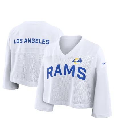 Nike Women's Los Angeles Rams Wide Receiver Cropped Mesh Jersey In White