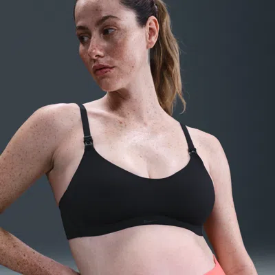 Nike Women's (m) Alate Minimalist Light-support Padded Nursing Sports Bra (maternity) In Black